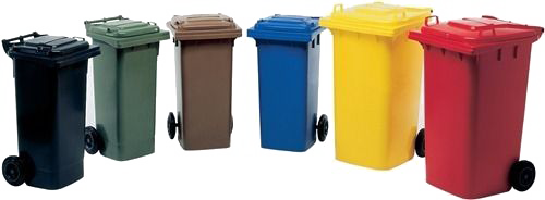 verschiedenfarbige Abfallbehälter 120 l und 240 l